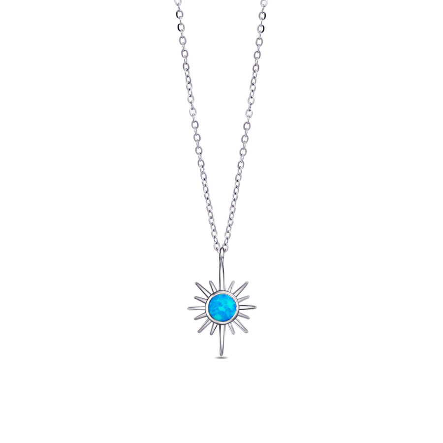 star shape necklace with round opal stone.