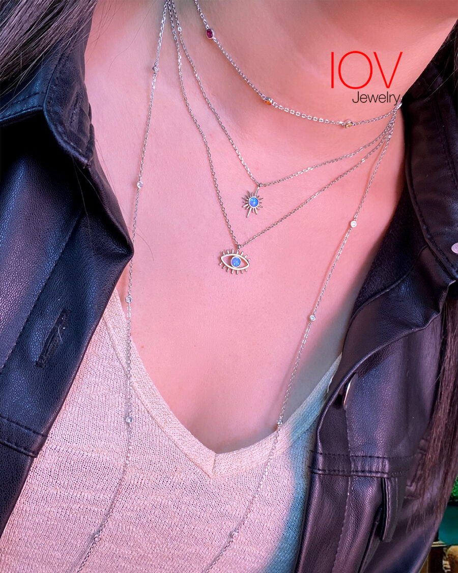star shape necklace with round opal stone. - Image 3