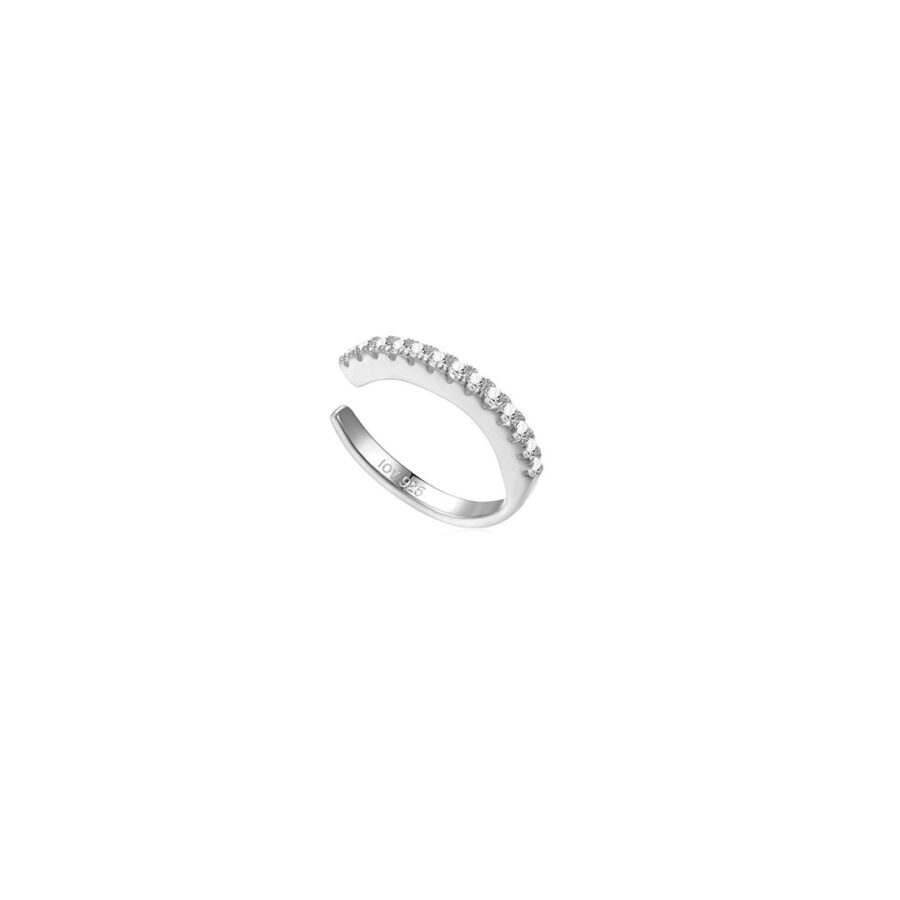 one line white stones Earcuff.