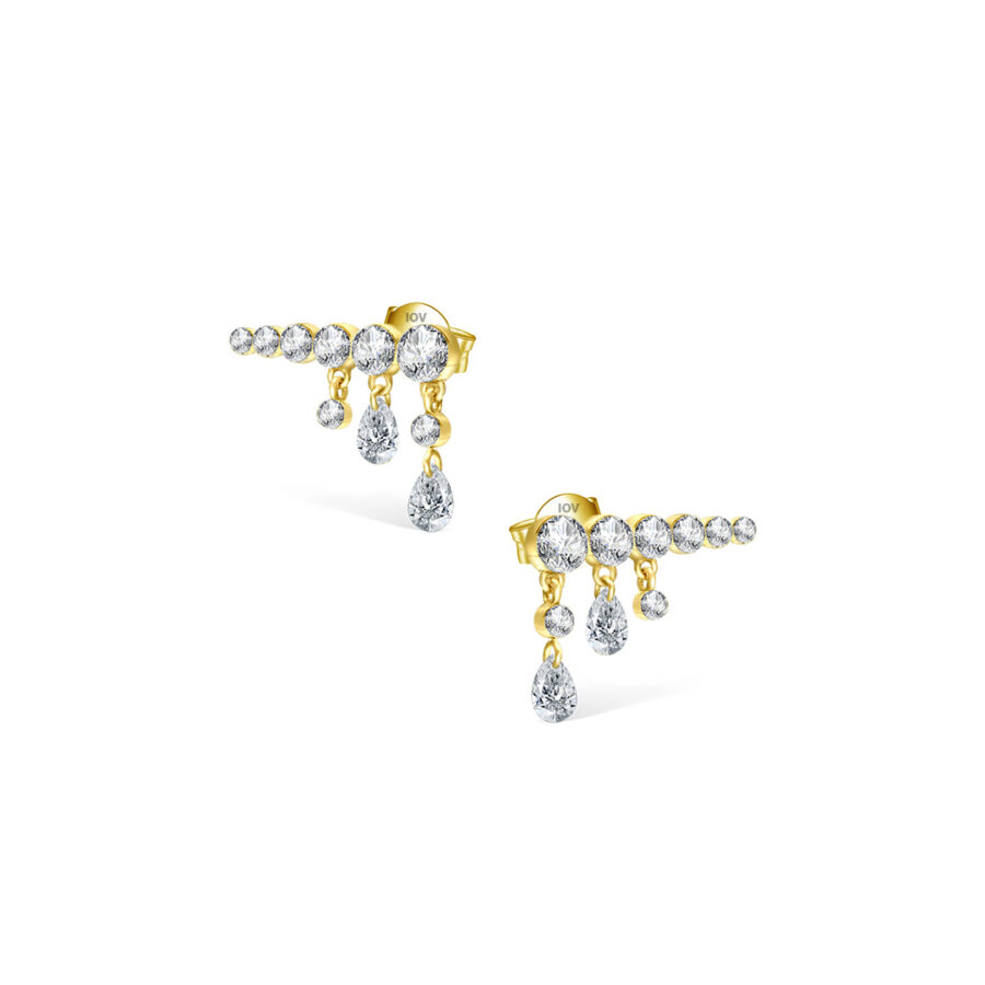 invisible setting graduated bar stud earrings.