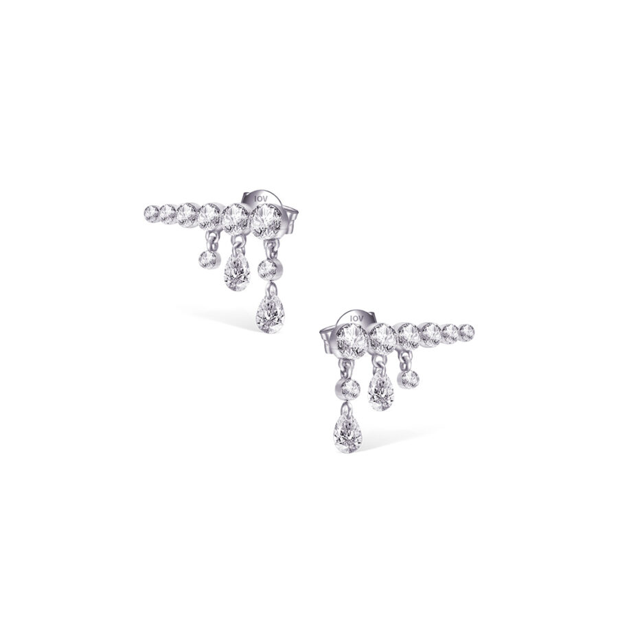 invisible setting graduated bar stud earrings. - Image 2