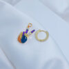multicolored victory hand sign hoop earring.