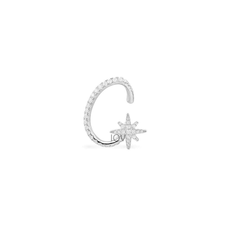 single star earrings stud with earcuff.