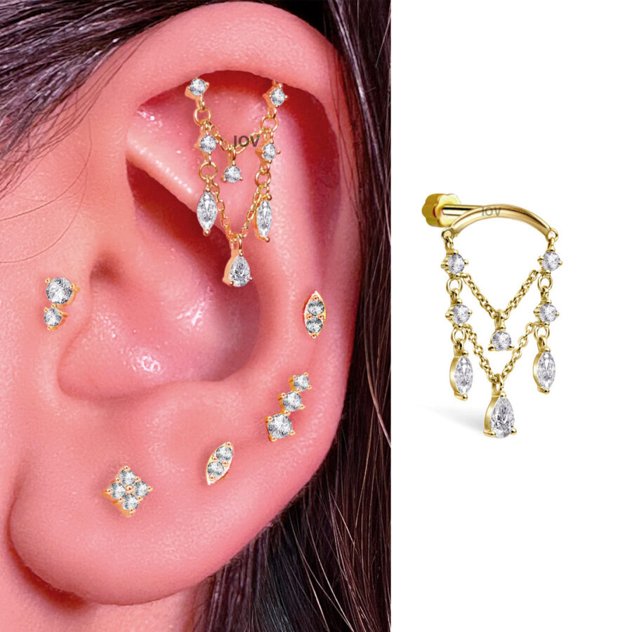 chandelier style flat back earring.