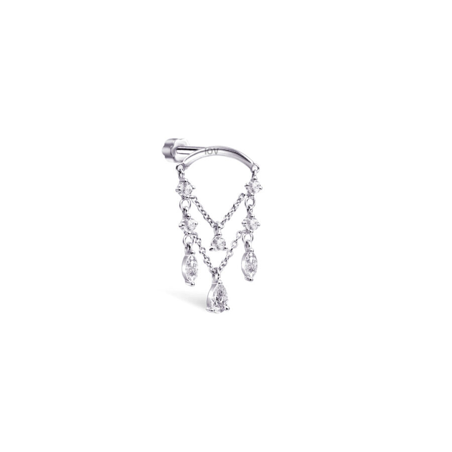 chandelier style flat back earring. - Image 2