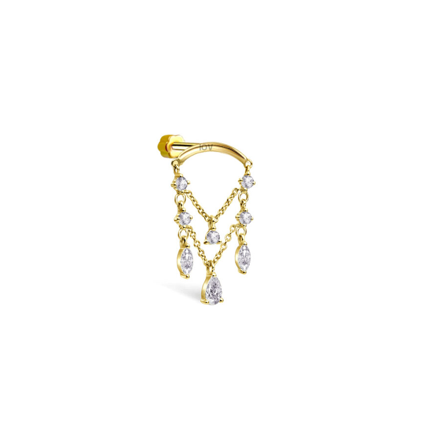 chandelier style flat back earring. - Image 3