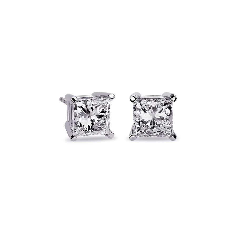4 mm princess cut stud earring.
