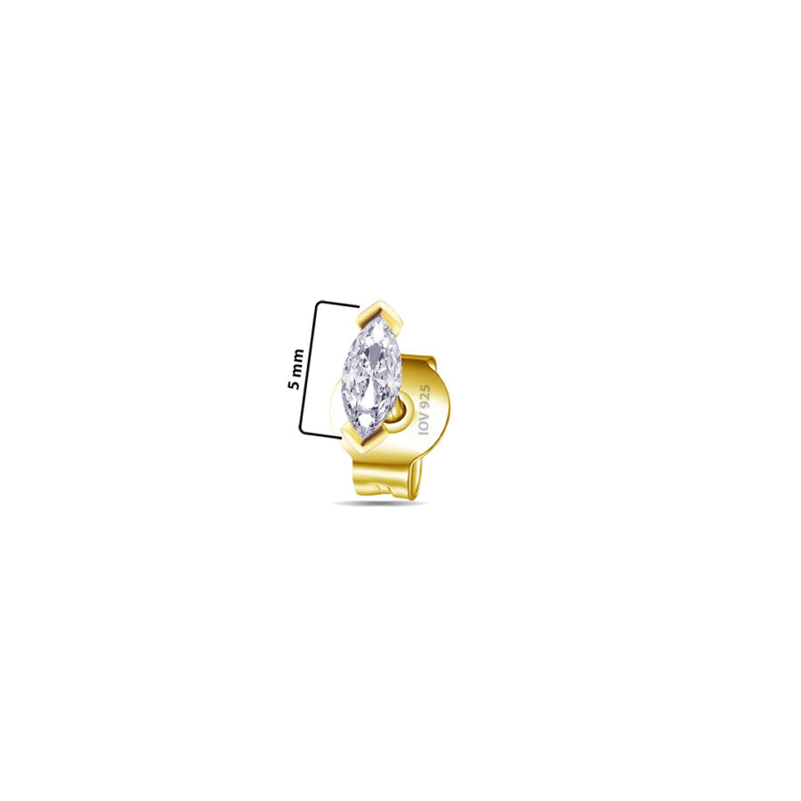 5mm marquise stud earring. - Image 2