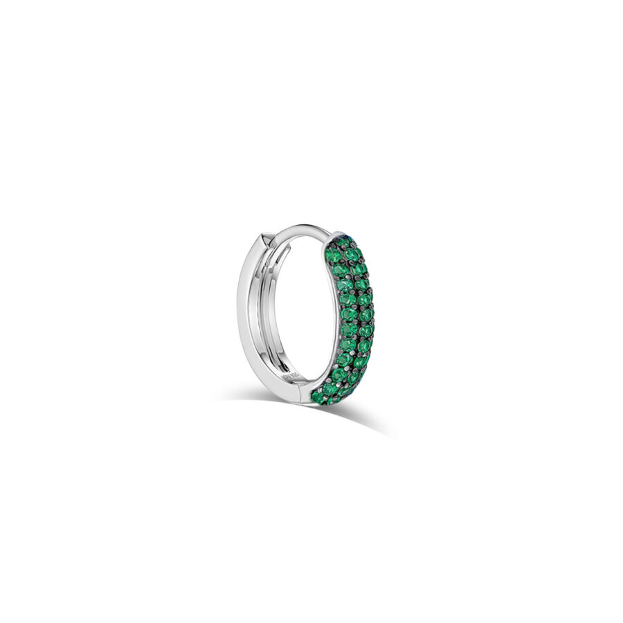 huggie emerald and sapphire three rows of stones earring. - Image 3