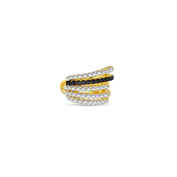 multi lines earcuff with onyx stones.