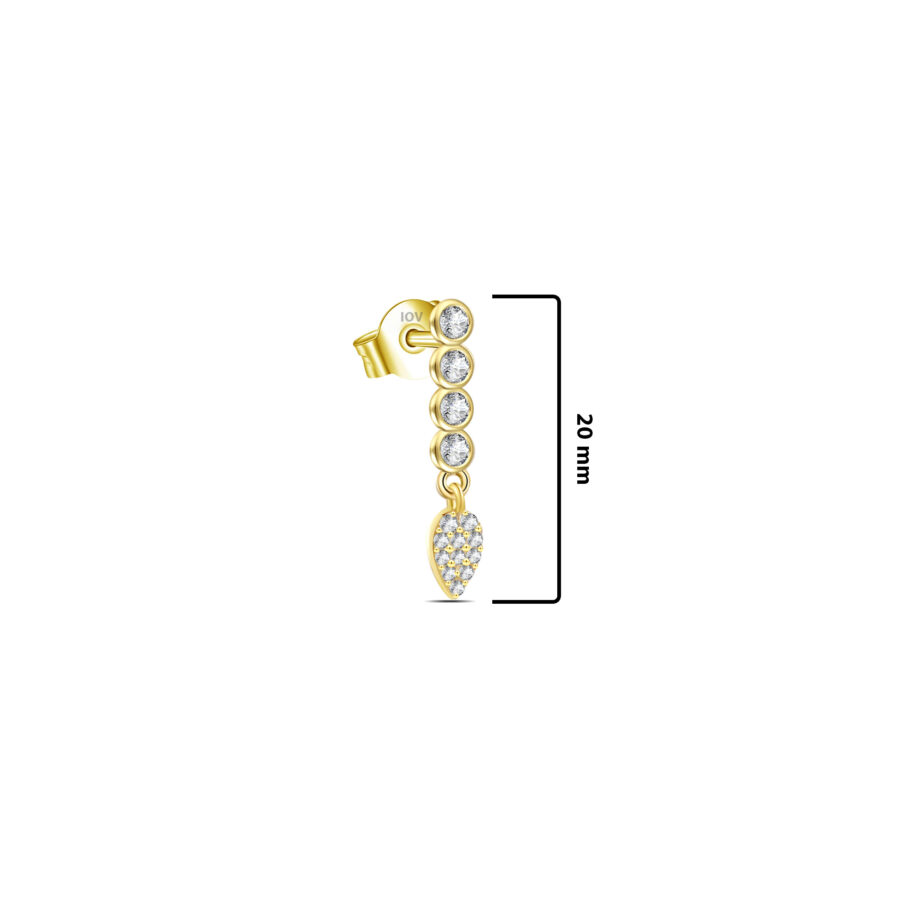 bezel setting bar earring with dangling pear shape. - Image 2