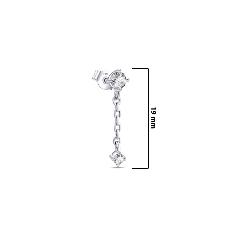 chain linked two stones dangling stud earring. - Image 2