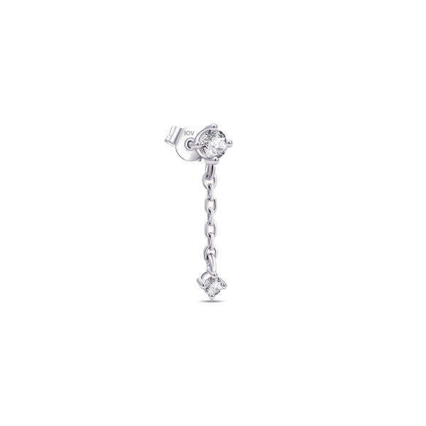 chain linked two stones dangling stud earring.