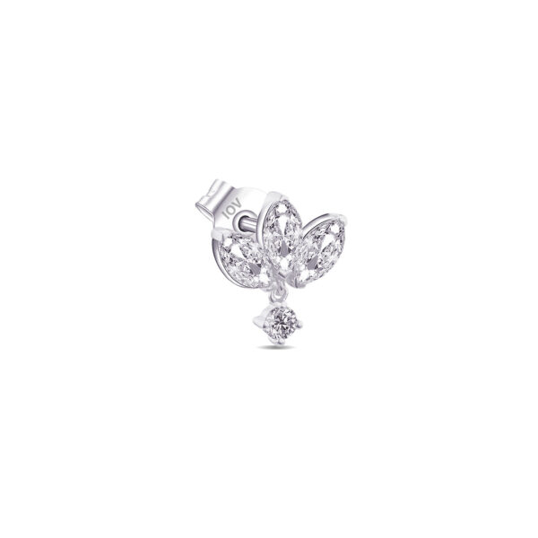 invisible marquise setting lotus shape with dangling round stone.