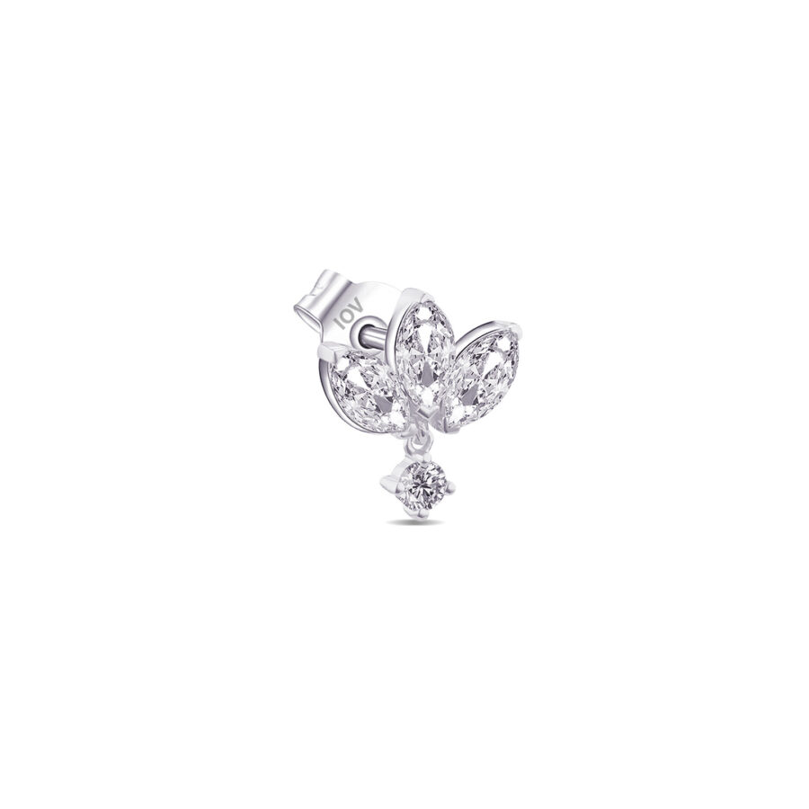 invisible marquise setting lotus shape with dangling round stone.