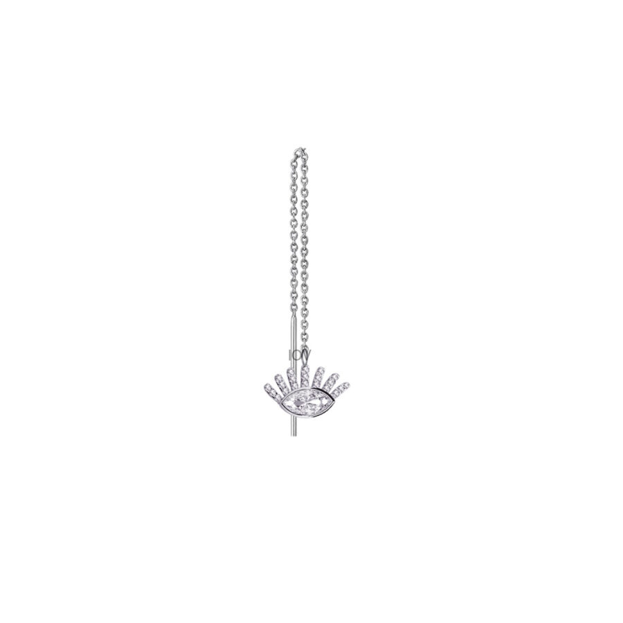 dangling eye shape threader earring.