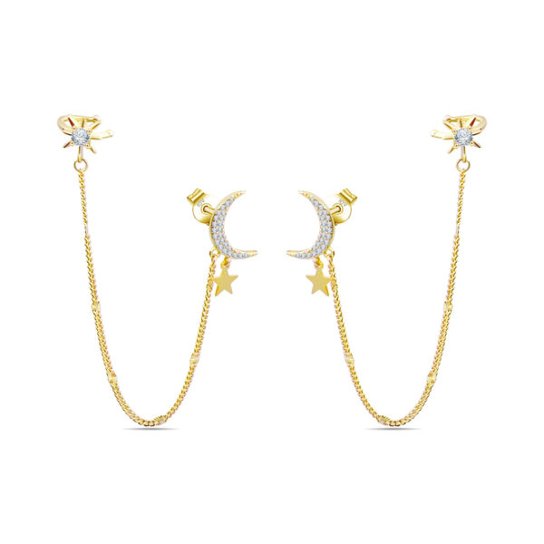 crescent and star chain linked earring.