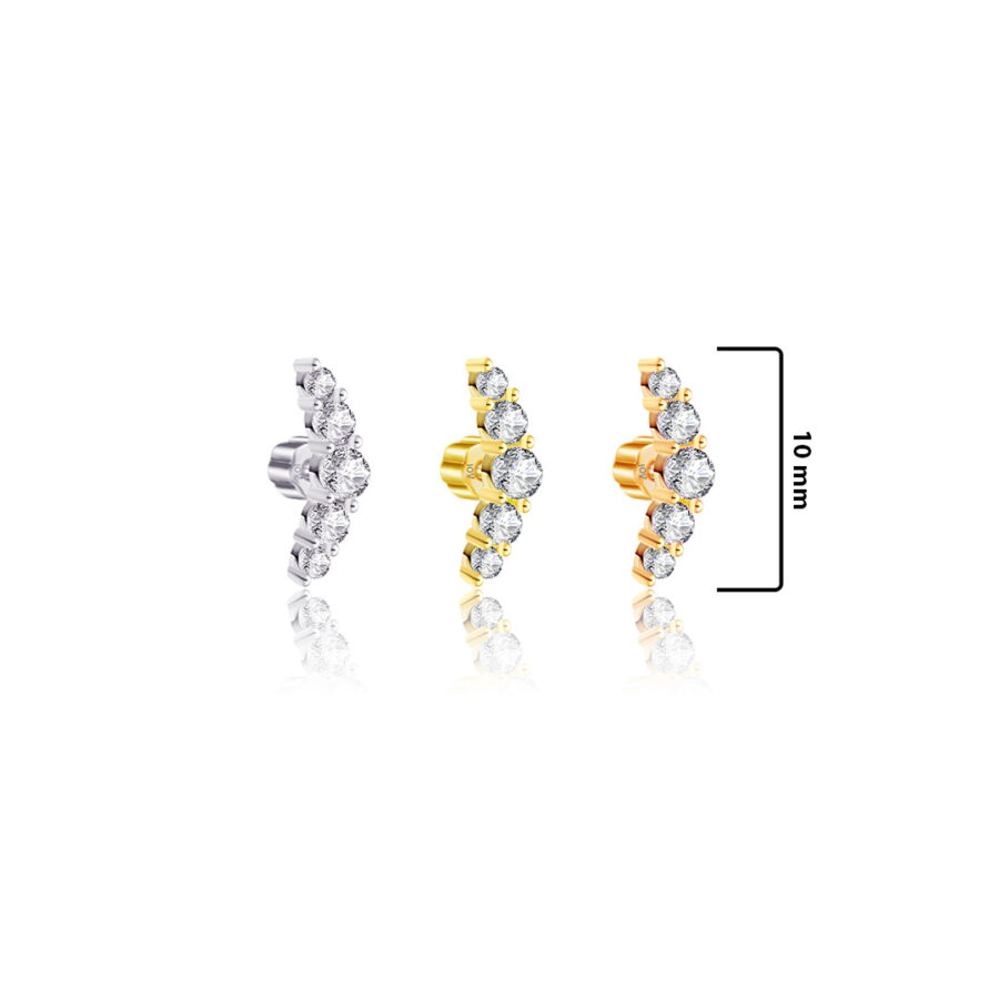 graduated stones curved flat back earring. - Image 2