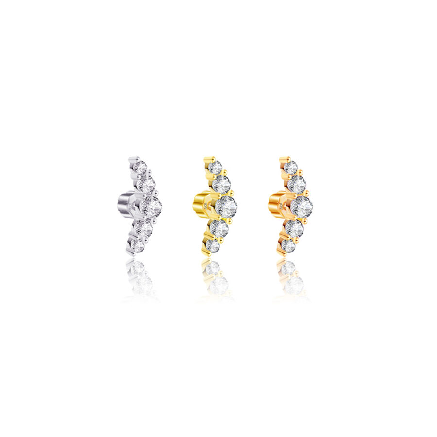 graduated stones curved flat back earring.