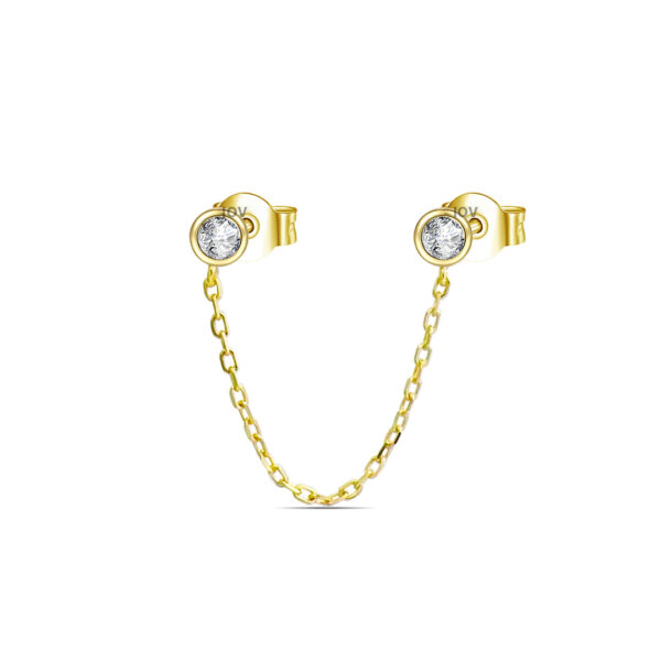 two chain linked bezel stone setting earring.