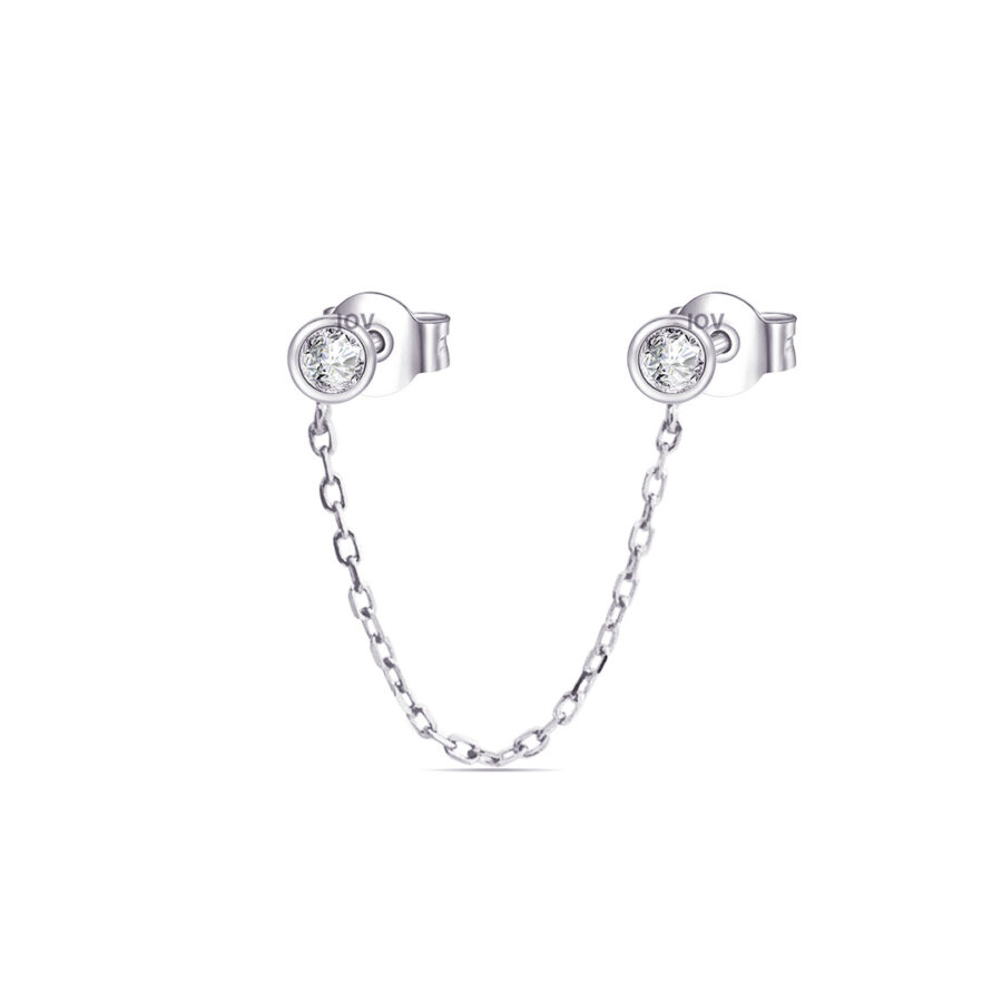 two chain linked bezel stone setting earring. - Image 2