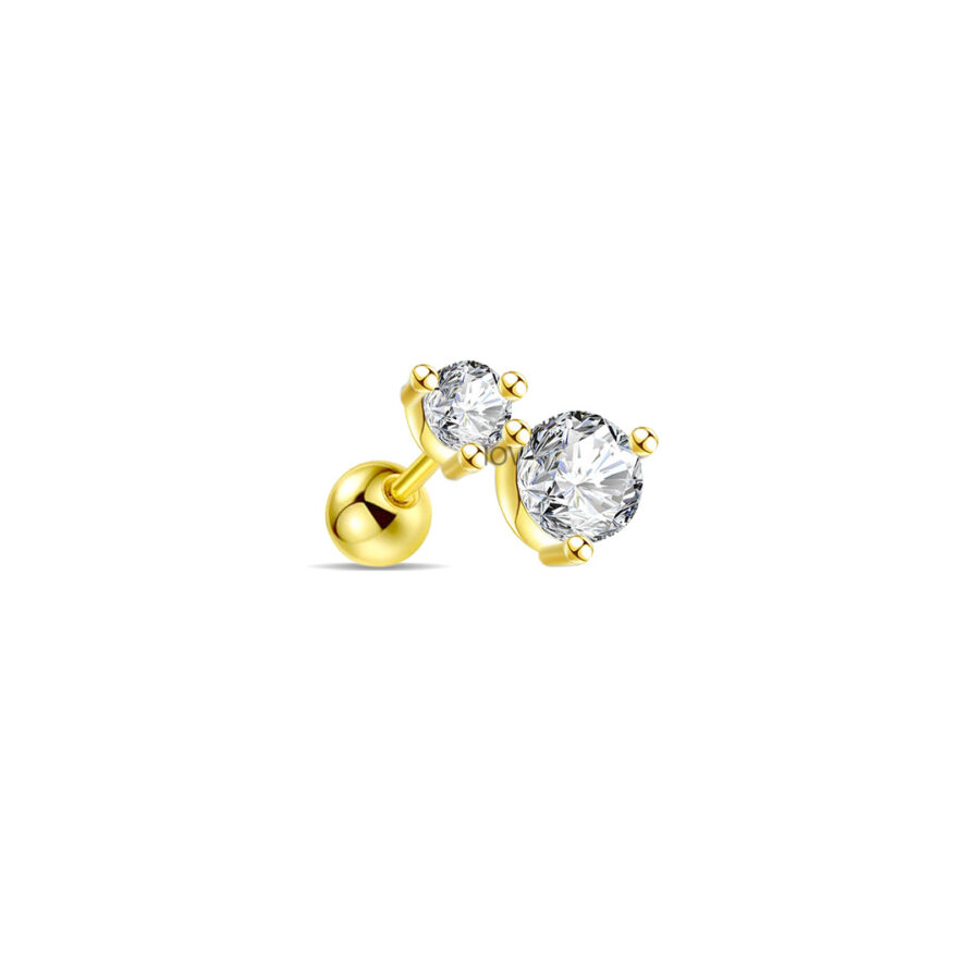 graduated two stones screw ball-back earring.