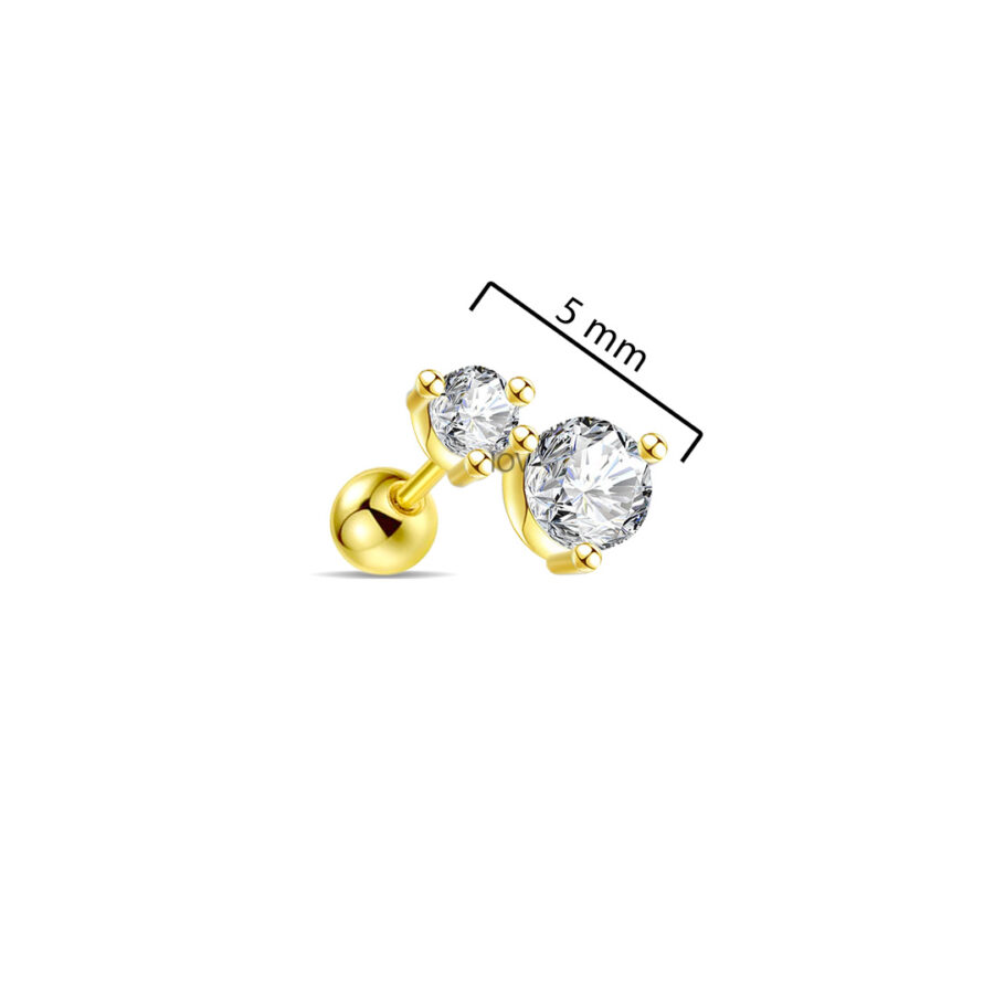 graduated two stones screw ball-back earring. - Image 2