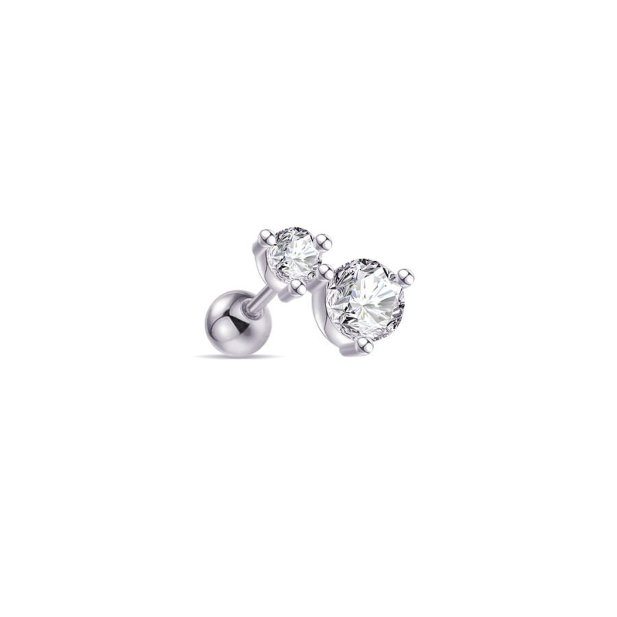 graduated two stones screw ball-back earring. - Image 3