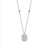 rectangular shape baguette and round stones necklace.