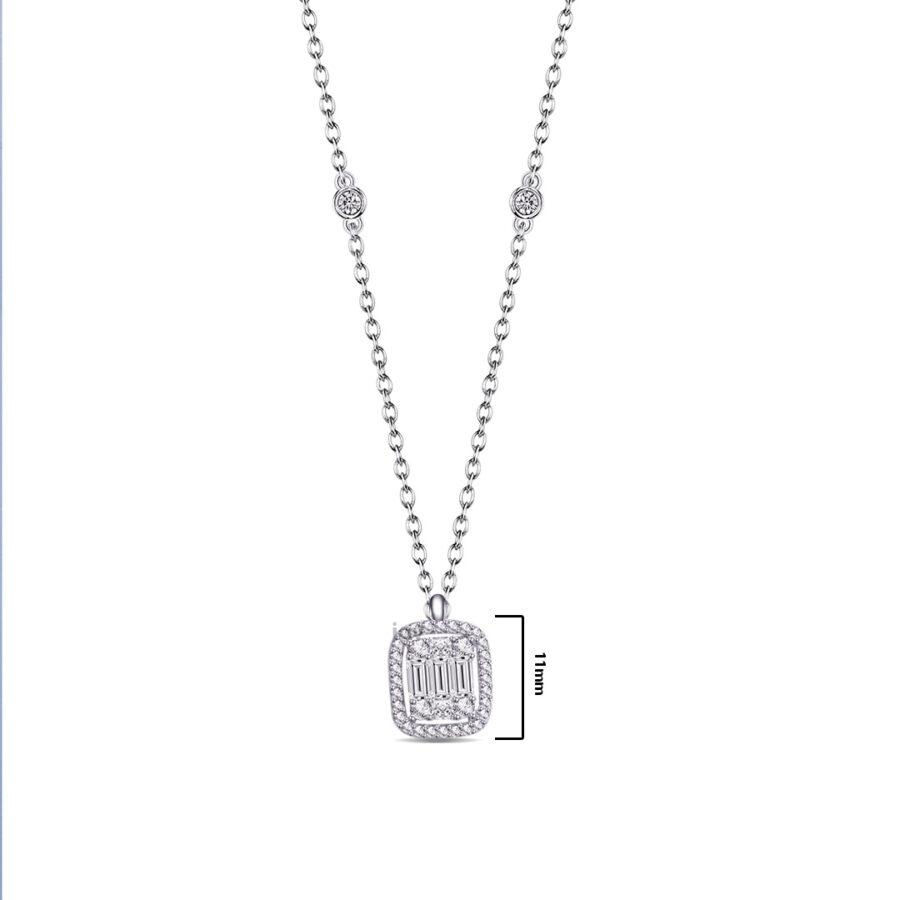 rectangular shape baguette and round stones necklace. - Image 2