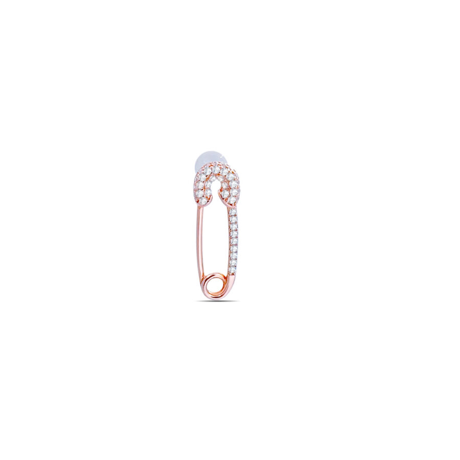 rosegold safety pin shape stud earring.