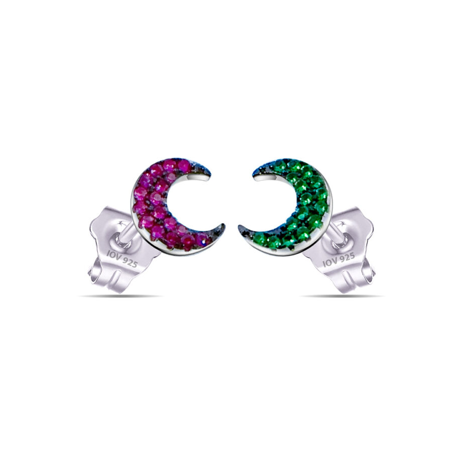 colored crescent shape stud earring.