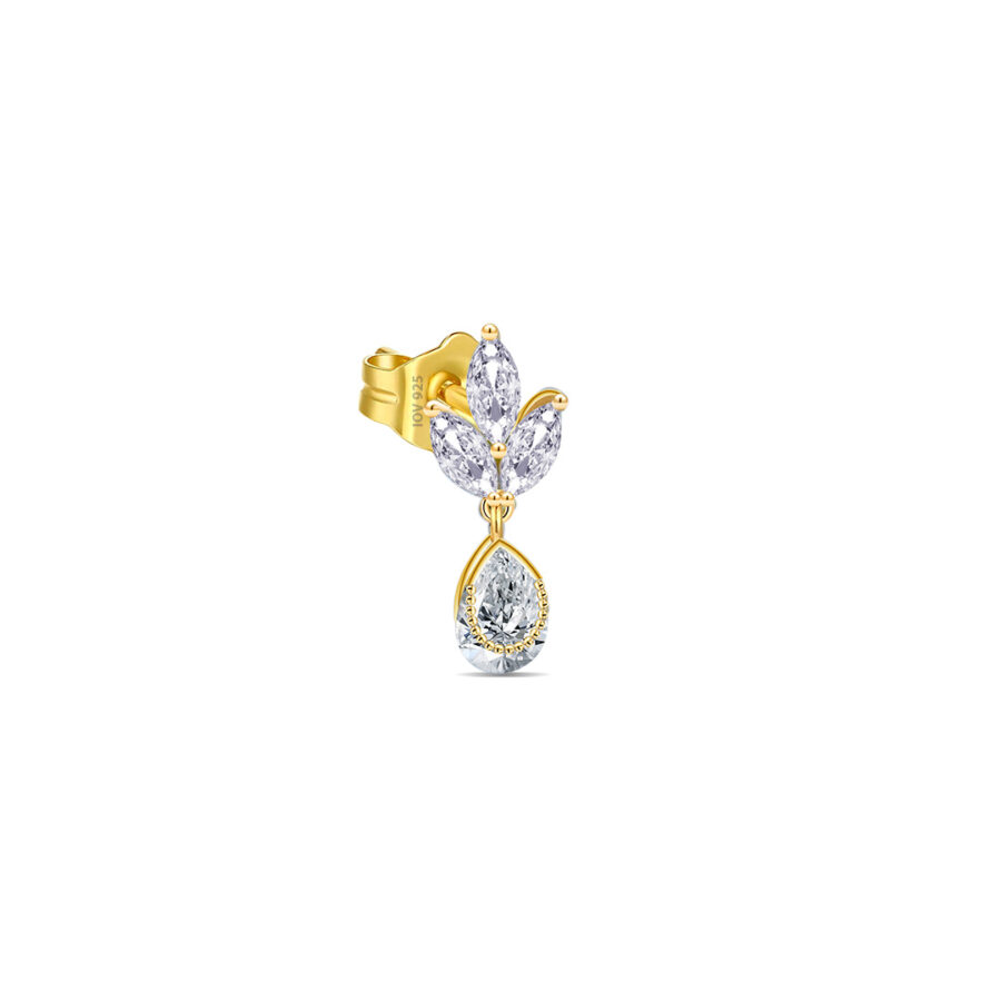 lotus shape marquise and pear stones stud earring.