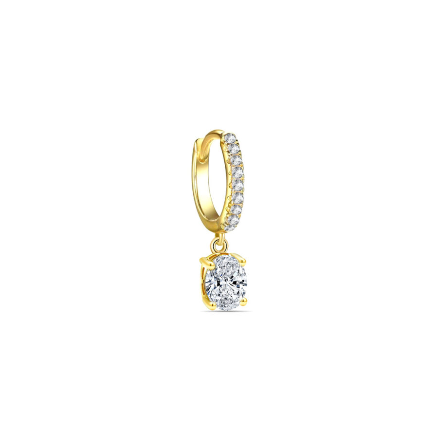 oval stone dangling huggie hoop earring.