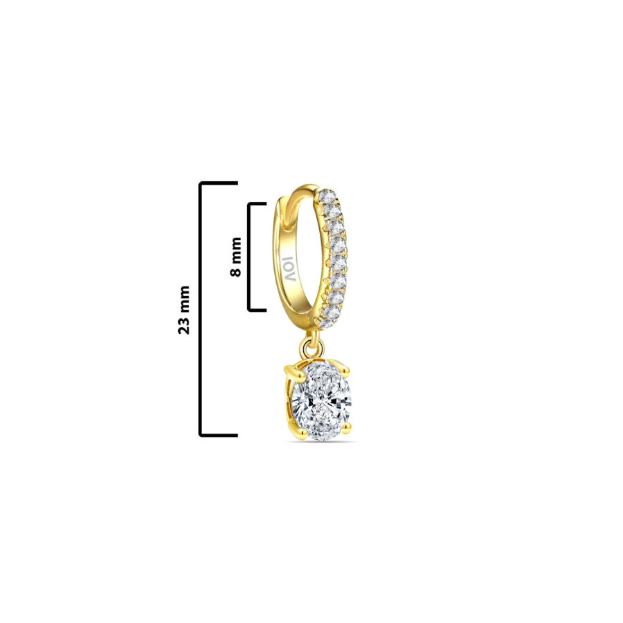 oval stone dangling huggie hoop earring. - Image 2
