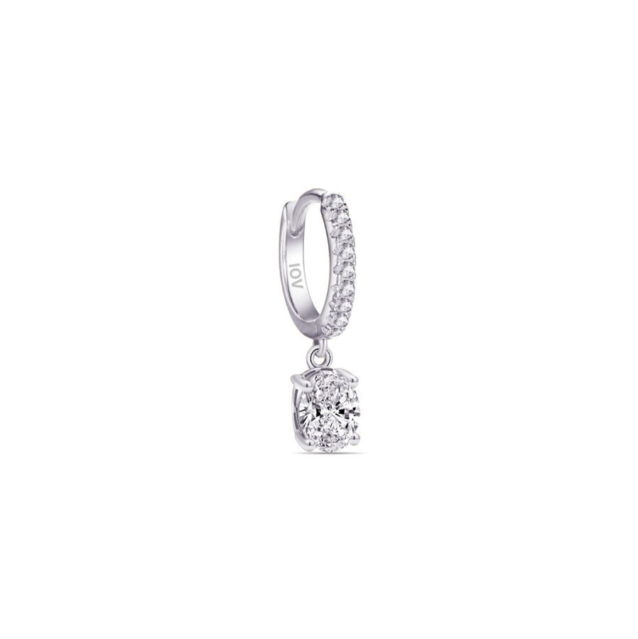 oval stone dangling huggie hoop earring. - Image 3