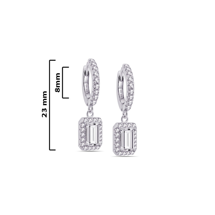 hoop with dangling halo setting rectangular stone. - Image 2