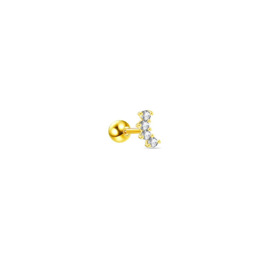 four stones curved shape ballback earring.