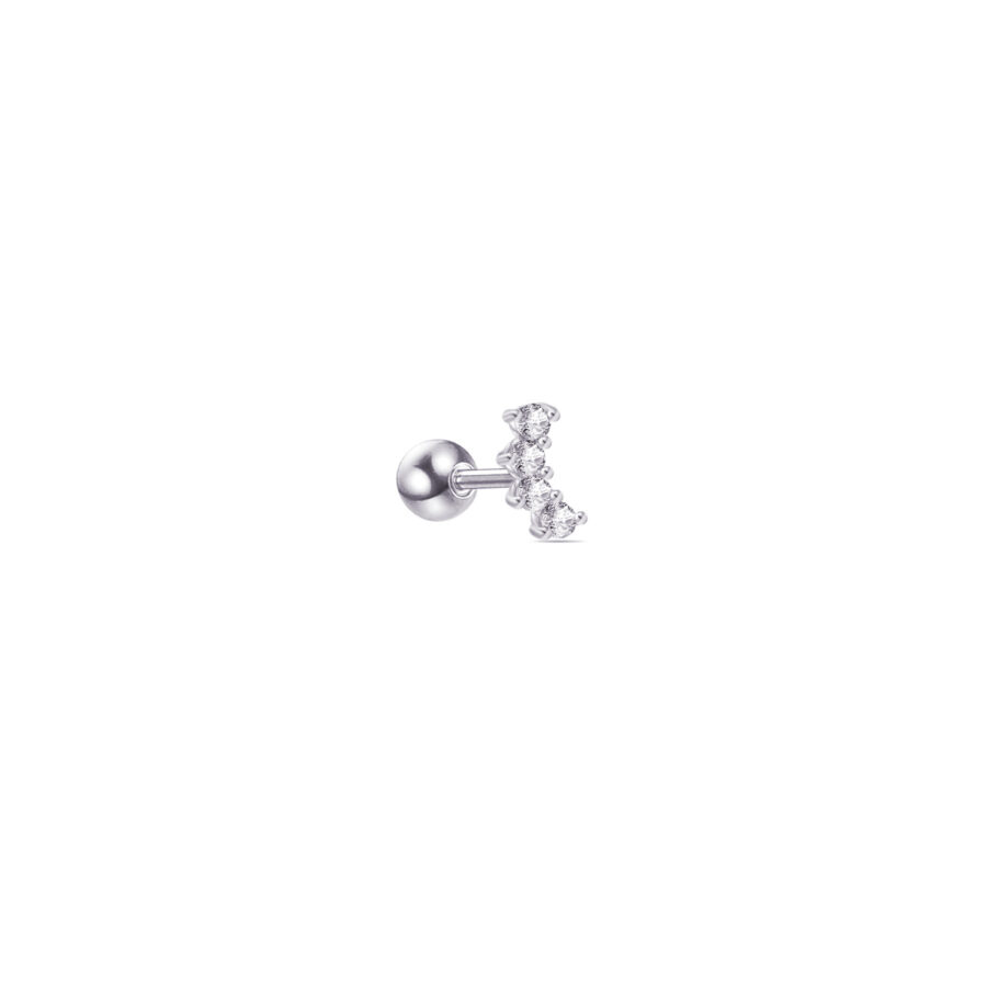 four stones curved shape ballback earring. - Image 3