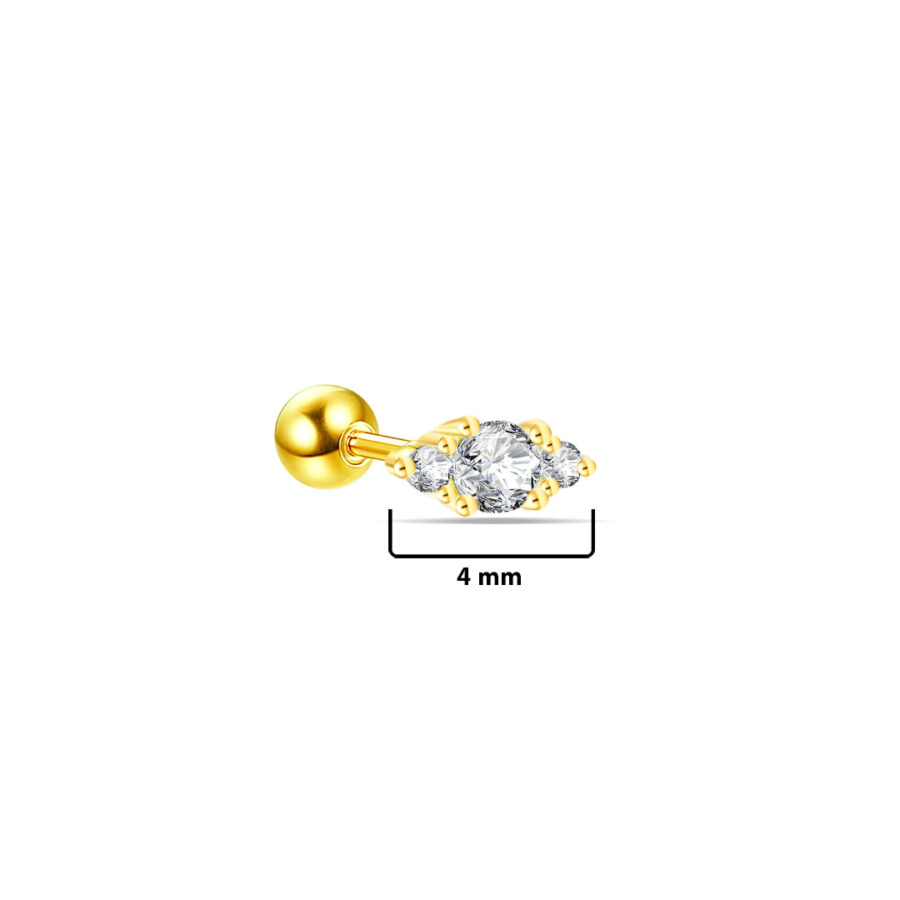 three stones ballback earring. - Image 2