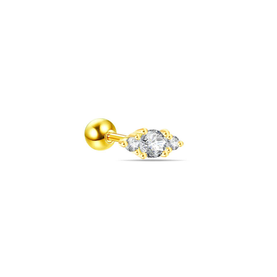 three stones ballback earring.