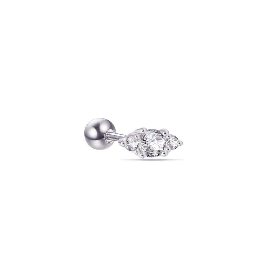 three stones ballback earring. - Image 3