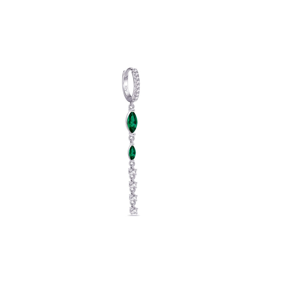 dangling line with two emerald marquise stones hoop. - Image 3