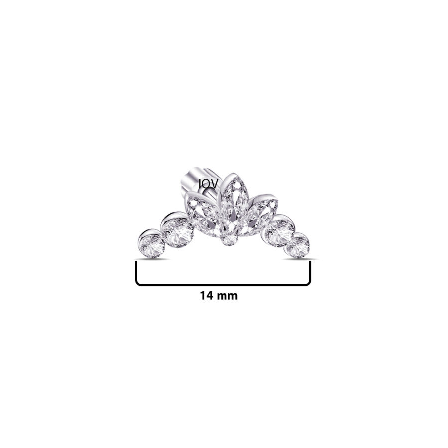 curved marquise and round stones flatback earring. - Image 2