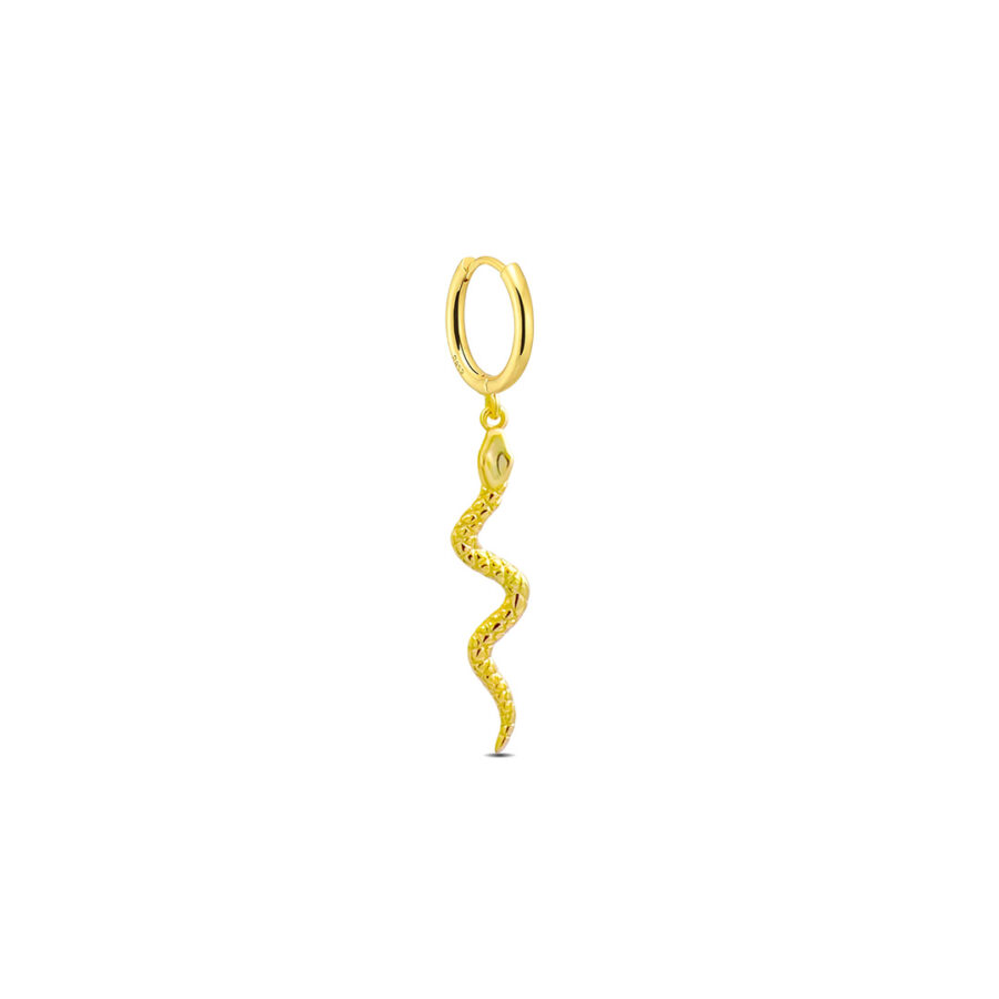 Huggie hoop dangling snake earring.