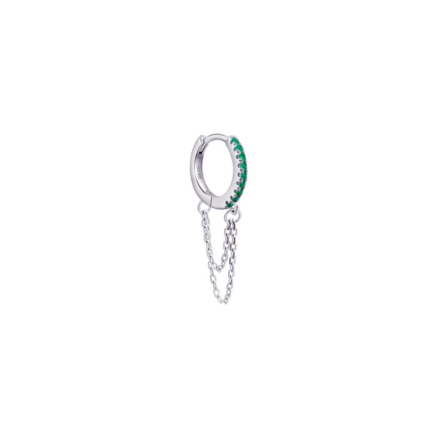 huggie hoop with double dangling chain. - Image 3