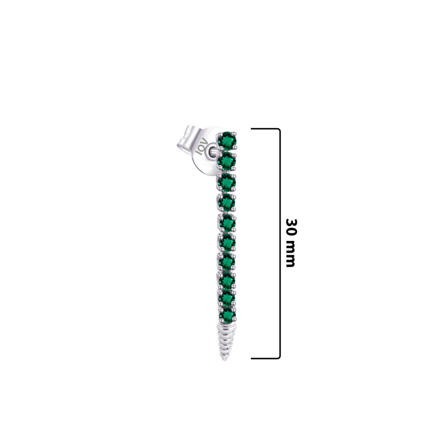 one line emerald and sapphire color stud earring. - Image 2