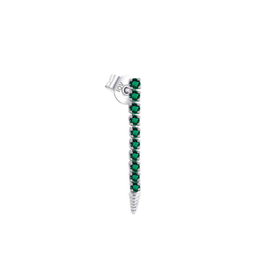 one line emerald and sapphire color stud earring. - Image 3