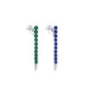 one line emerald and sapphire color stud earring.