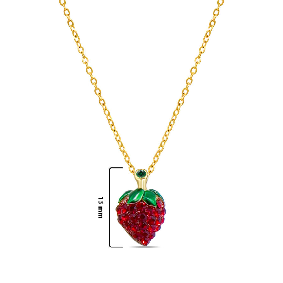 strawberry shape golden necklace. - Image 2
